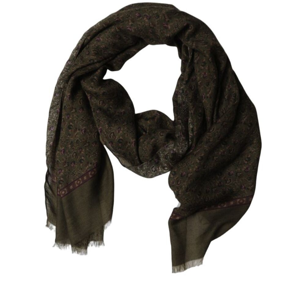 Dolce & Gabbana Olive Green Modal Floral Shawl Stole Women's Scarf